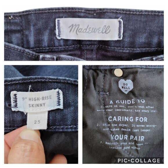 Madewell 9" HighโRise Skinny Jeans Dark Thread Wash Blue Stretchy Women Size 25 - Picture 8 of 9